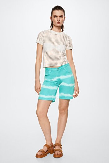 MANGO Woman Turquoise Women's Shorts & Bermuda 37081284