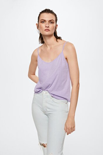 MANGO Woman Lila Damenbluse 37040358