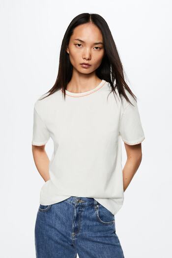 MANGO Orange Women's T-Shirt 37013859
