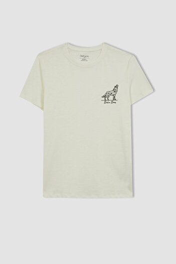 DeFacto Slim Fit Crew Neck Printed Short Sleeve T-Shirt A4031ax23hs
