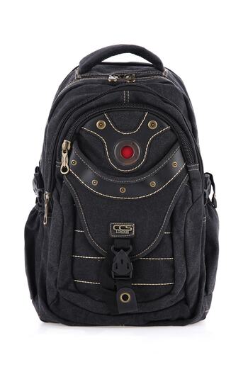 KAFF Unisex μαύρο σακίδιο πλάτης από καμβά - Αδιάβροχο, με πολλές τσέπες Ccs51405
