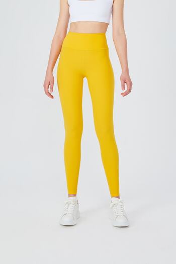 UP&FIT Push Up High Waist Tuck Κολάν Κίτρινο