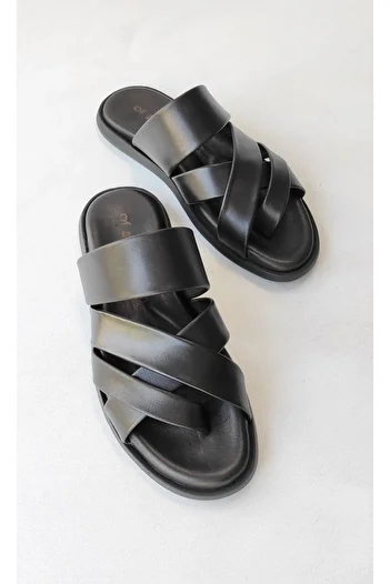 Of&Off Men's Genuine Leather Slippers