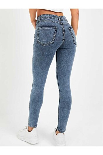 geenz manifacture Athens Snow Blue Skinny Leg Gather Full Lycra Gather Sikinny Jean Παντελόνι