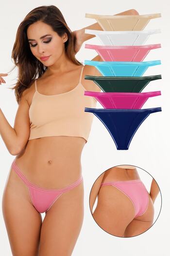Sensu Women's Sheer Elastic Bikini Model Panties 7 Pack Set Kts2095