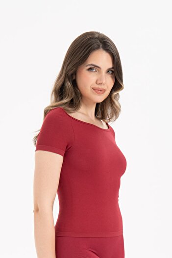 Formeasy Women's Seamless Ribbed Short Sleeve Blouse 9009