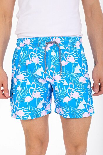 Deafox Badeshorts für Herren mit Flamingo-Muster und Digitaldruck