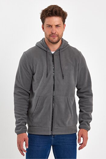 Rodi Micro Fleece Stand Collar Zippered Cardigan Rd24ke056031 Gray
