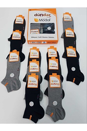 Dündar Men's Plus Modal Seamless Soft Wash Scented Booties Socks 12 Pieces Boxed
