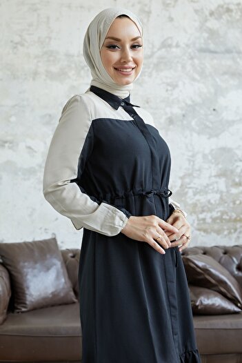InStyle Malinda Shirt Collar Dress - Black
