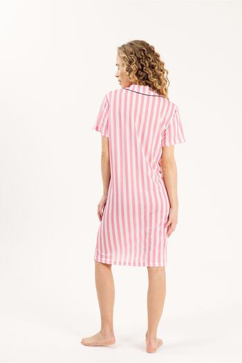 Yeni İnci NEW PEARL STRIPED SHIRT COLLAR VISCOSE WOMEN'S NIGHTWEAR