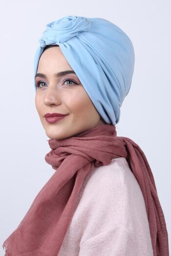 Nowa Scarf Reversible Rose Knot Bonnet Baby Blue