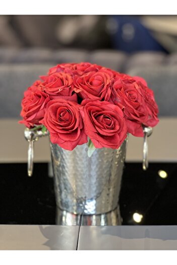 JAVESELLA Red Netherlands Rose Artificial Flower Arrangement