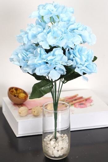 Yapay Çiçek Deposu Artificial 7 Branched Hydrangea Bunch 35 cm Light Blue