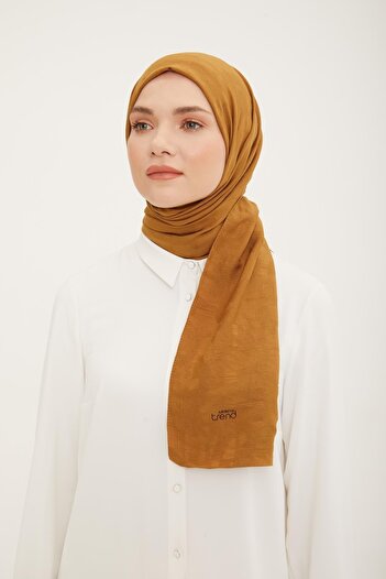 Armine Copper Color Geometric Patterned Cotton Textured Jazz Shawl