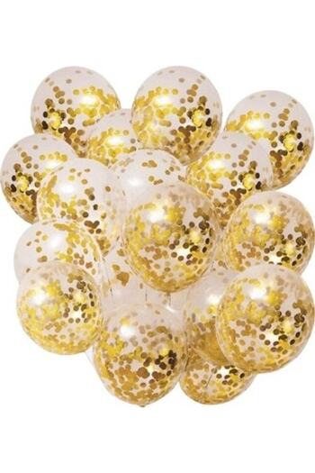 Hyd Balloon Transparent Balloon with Gold Confetti 10 Pieces