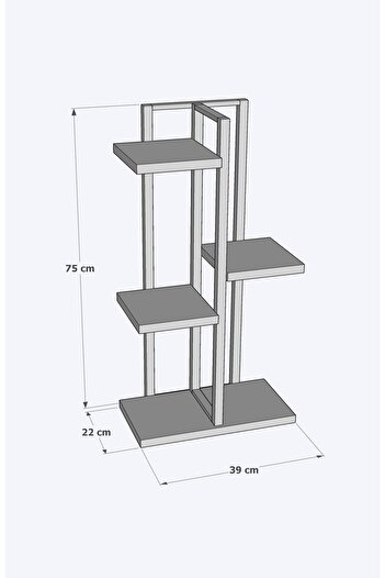 EGEMEV Çiçeklik Dekoratif Saksılık Ahşap Saksılık Dekoratif 5 Bölmeli Metal Çiçeklik Saksı Standı