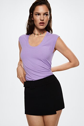 MANGO Purple Women's T-Shirt 37050478