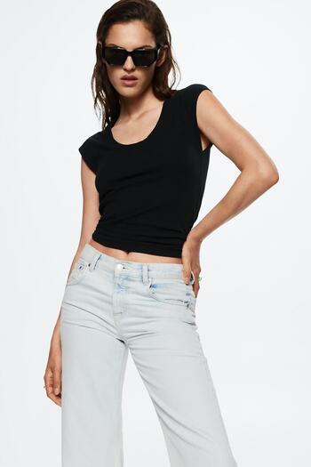 MANGO Black Women's T-Shirt 37050478