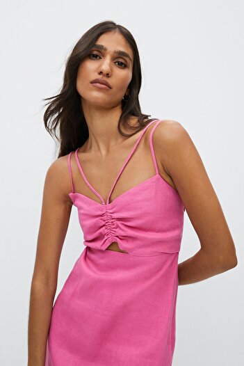 MANGO Woman Fuşya Kadın Elbise 37050255