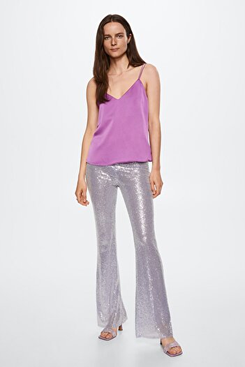 MANGO Lila Damenbluse 37010410