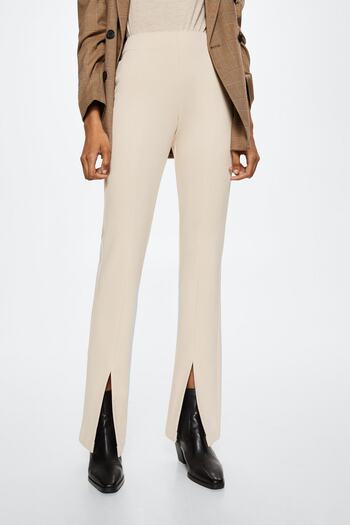 MANGO Ecru Women's Trousers 37053843