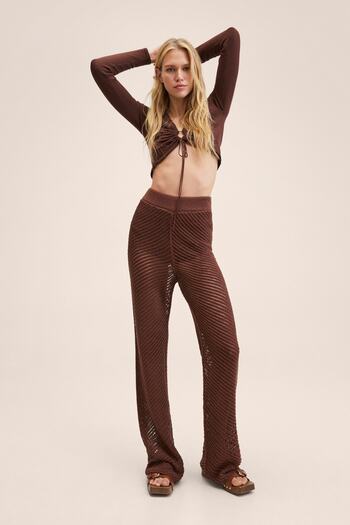 MANGO Woman Brown Women's Trousers 27097126