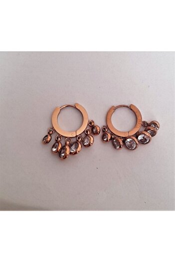 nilüfer takı tasarım Rose Color Steel Shakira Earrings