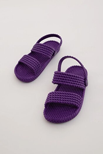 GEZER Purple Straw Massage Non-Slip Sole Women's Sandals Slippers
