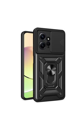 Fibaks Redmi Note 12 Case Camera Protected with Sliding Ring Armor Military Tank Protective Cover