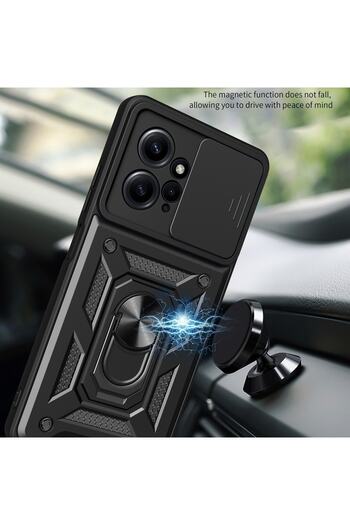 Fibaks Redmi Note 12 Case Camera Protected with Sliding Ring Armor Military Tank Protective Cover