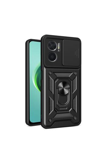 Fibaks Redmi Note 11E Case Camera Protected Armor Military Tank Protective Cover with Sliding Ring