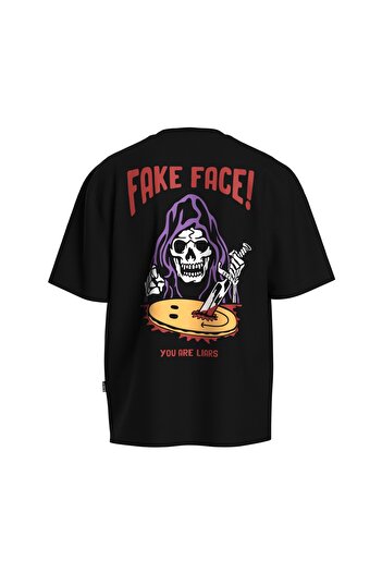 Shout Υπερμεγέθη Fake Face Oldschool Unisex T-shirt