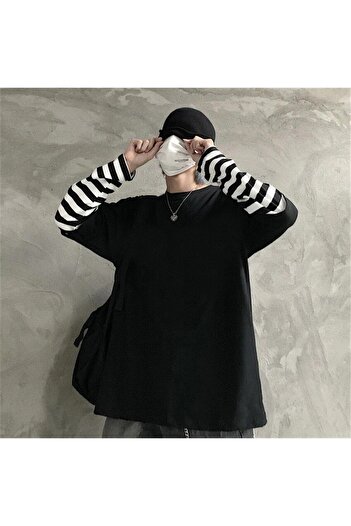 Touz Unisex Oversize Black T-Shirt - Blunt, Long Sleeve