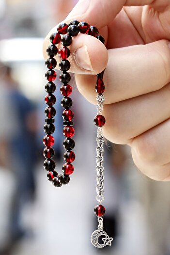 TESBİHCİBABA Sparrow Size Night Red Fire Amber Prayer Beads, Collectible Rosary