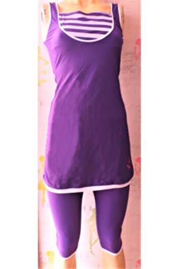 Odema thick strap tights pool swimsuit purple