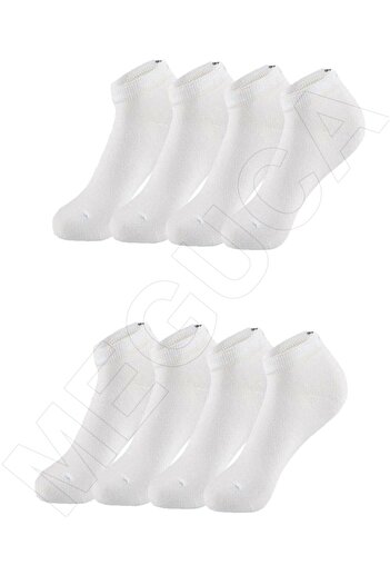Meguca Socks Бели памучни чорапи с обувки с дължина до глезена 8 чифта Икономичен пакет