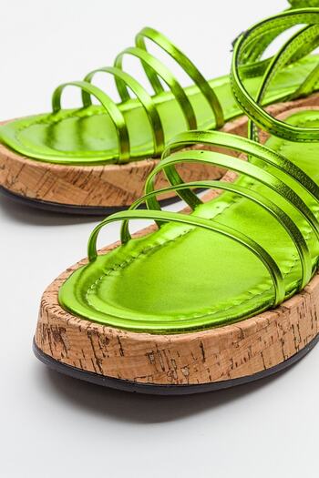 LuviShoes ANGELA Metallic Green Women's Sandals