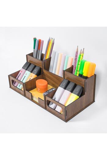 kutuTR Notpa Office Type 6 Compartment Decorative Desktop Pen Holder Pencil Box Organizer
