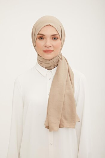 Armine Jazz Jazz Designed Geometric Patterned Cotton Shawl - Mink