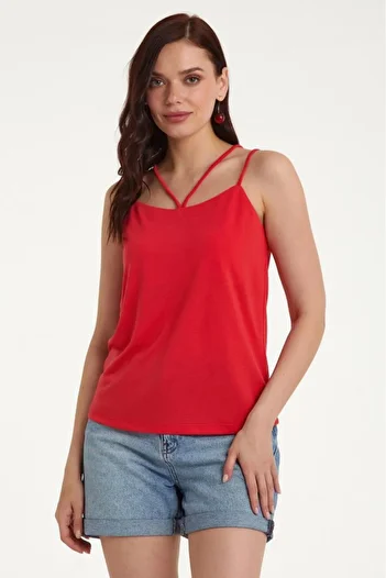 İKİLER Cross Collar Strappy Blouse 023-1072
