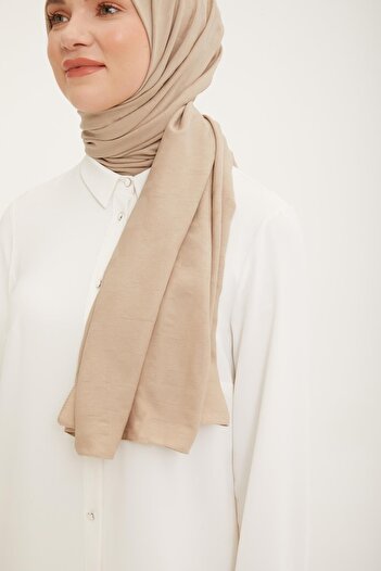 Armine Jazz Jazz Designed Geometric Patterned Cotton Shawl - Mink