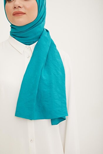 Armine Geometric Pattern Cotton Textured Jazz (Jazz) Shawl Petrol Color