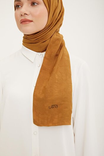 Armine Copper Color Geometric Patterned Cotton Textured Jazz Shawl