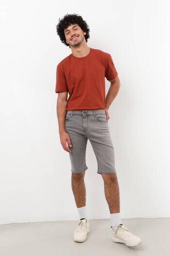 Bluewhite Men's Lycra Jean Shorts Gray