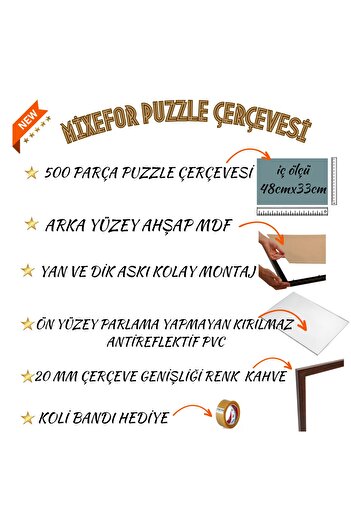 mixefor Puzzle Frame 260 Pieces and 500 Pieces 48cm X 33 cm Color Brown Front Surface Unbreakable Anti-Reflective