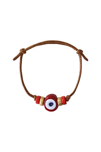 TAKI BY EKİN DARK BLUE GLASS EVIL EYE BEADED, WOODEN BEADED BABY/ CHILDREN/ ADULT BRACELET
