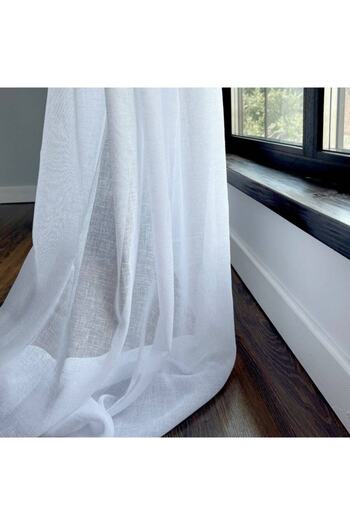 Brillant Vanessa Curtain Series Natural Linen Tulle Curtain Ecru 1/2.5 Pleat Original Dora Licensed New