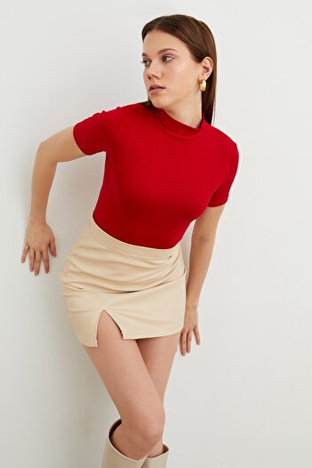 Yefrastore Women's Red Short Sleeve Blouse