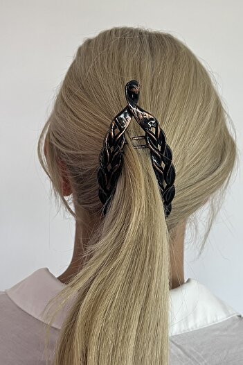 TAKIŞTIR Gray Color Antique Pattern Banana Buckle